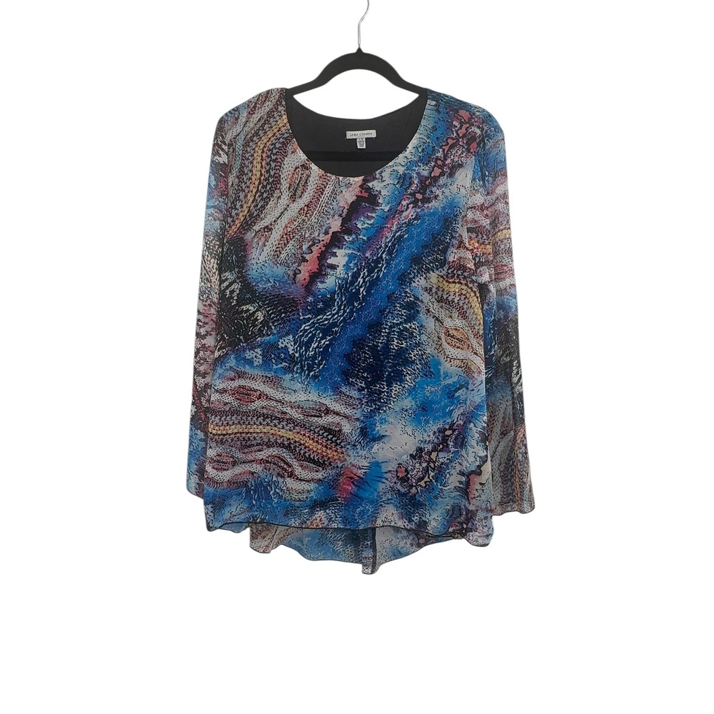 Linea Domani Women's Multicolor Abstract Print Long‎ Sleeve Top - L